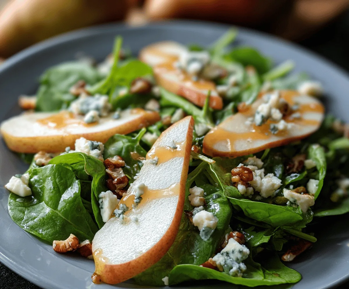Easy Pear & Gorgonzola Spinach Salad