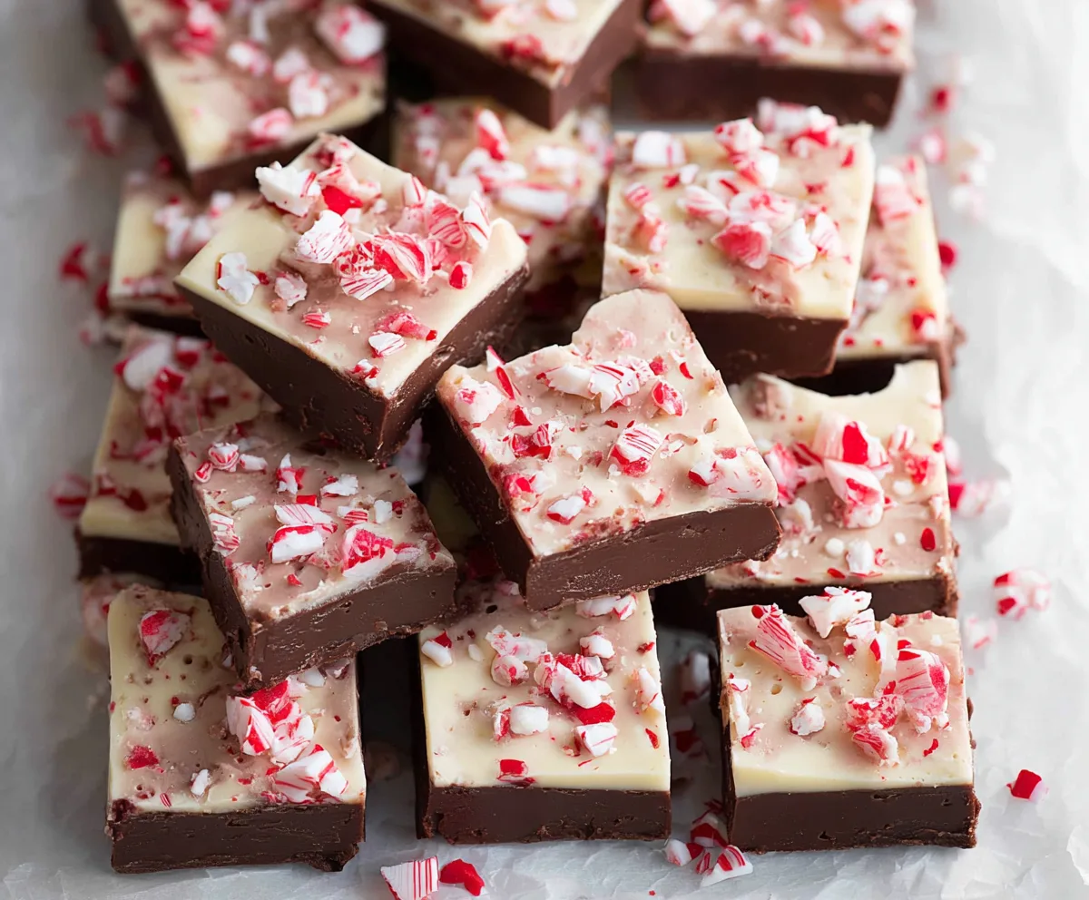 Easy Chocolate Peppermint Bark Fudge