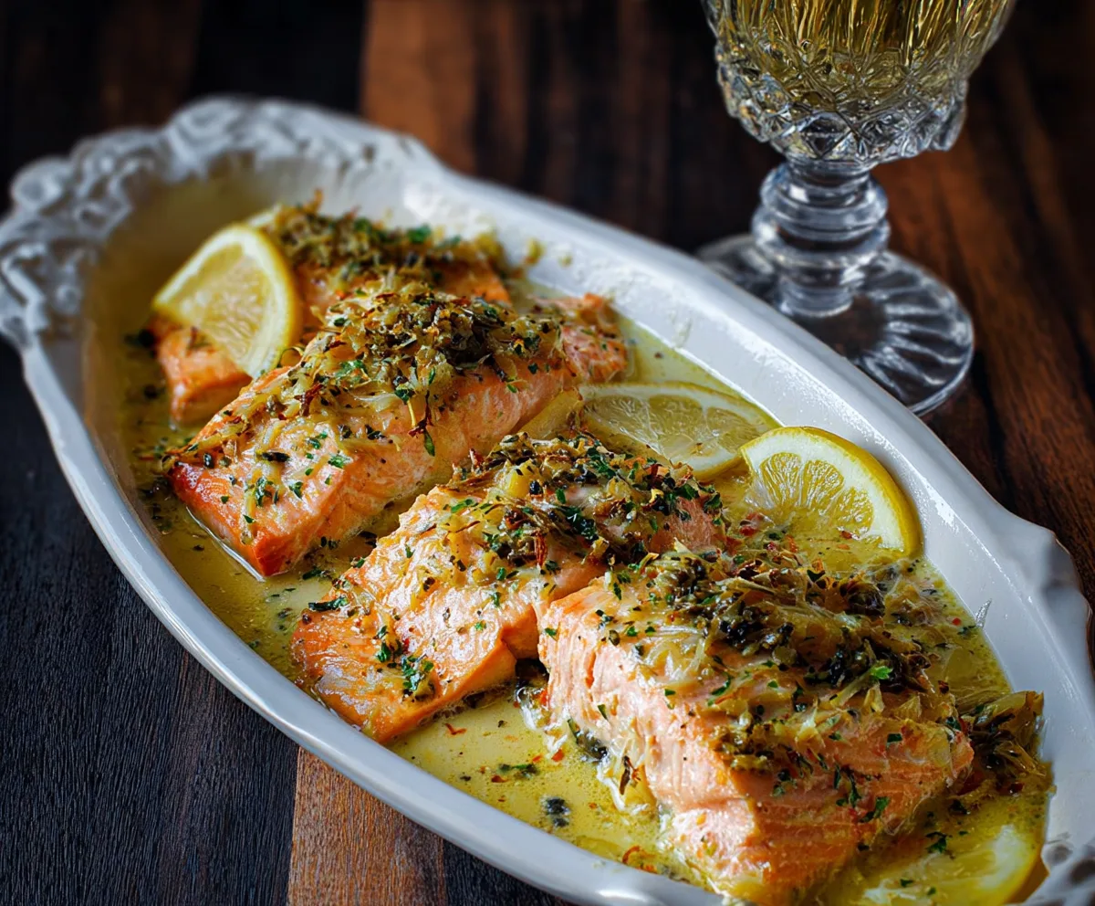 Easy Creamy Baked Salmon