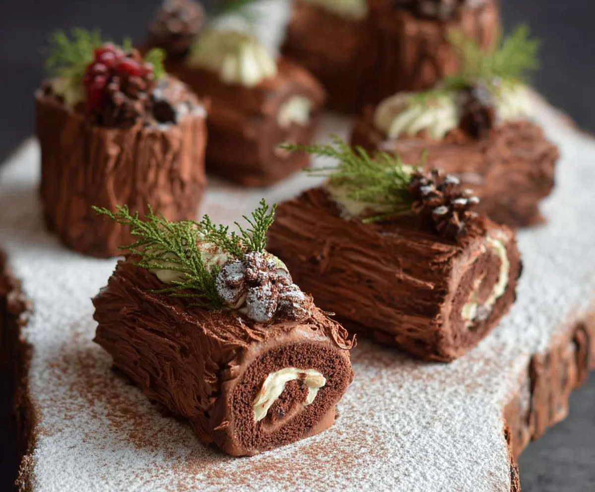 Mini Yule Log Cakes for Christmas