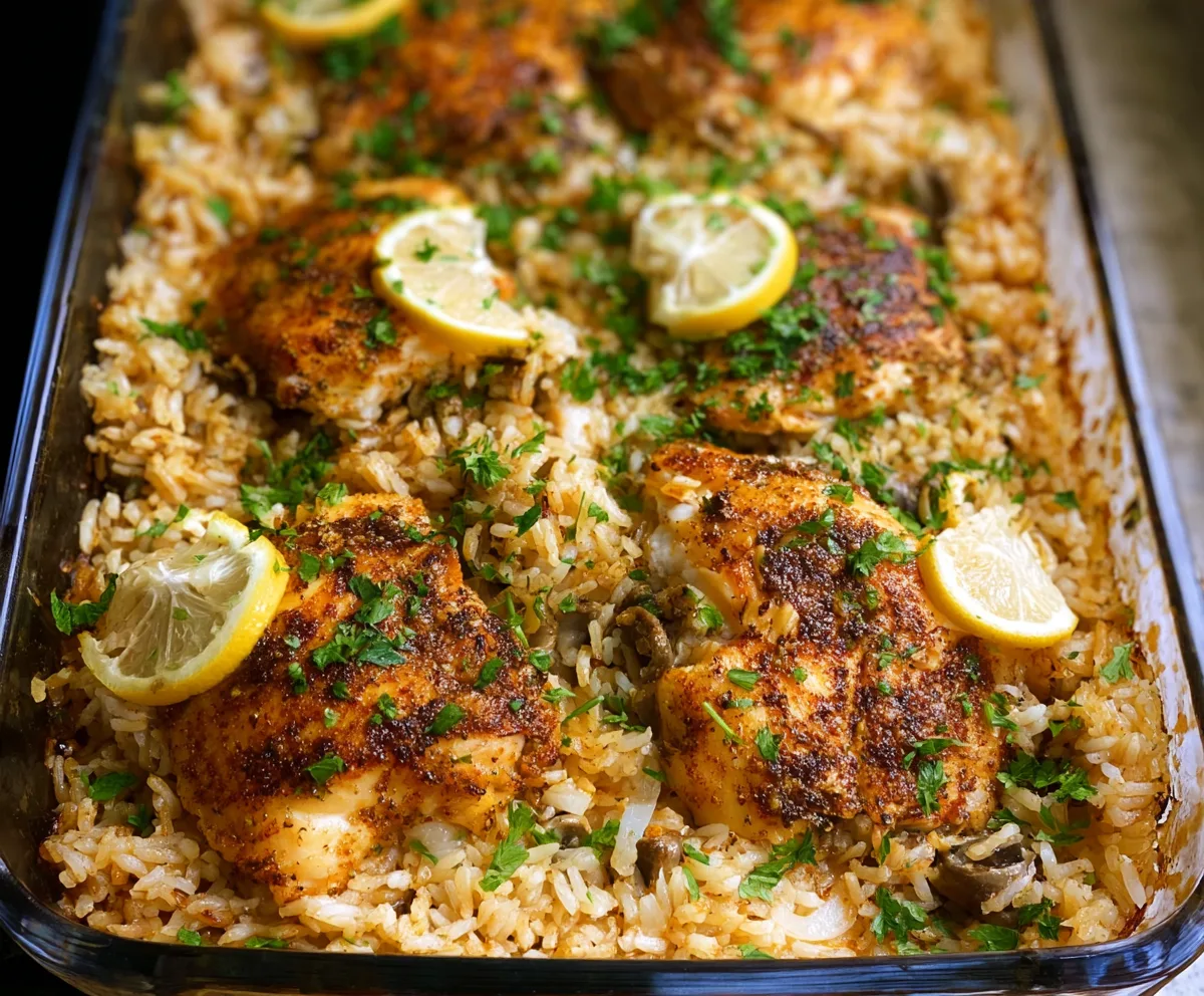 Easy Cajun Fish & Rice Bake