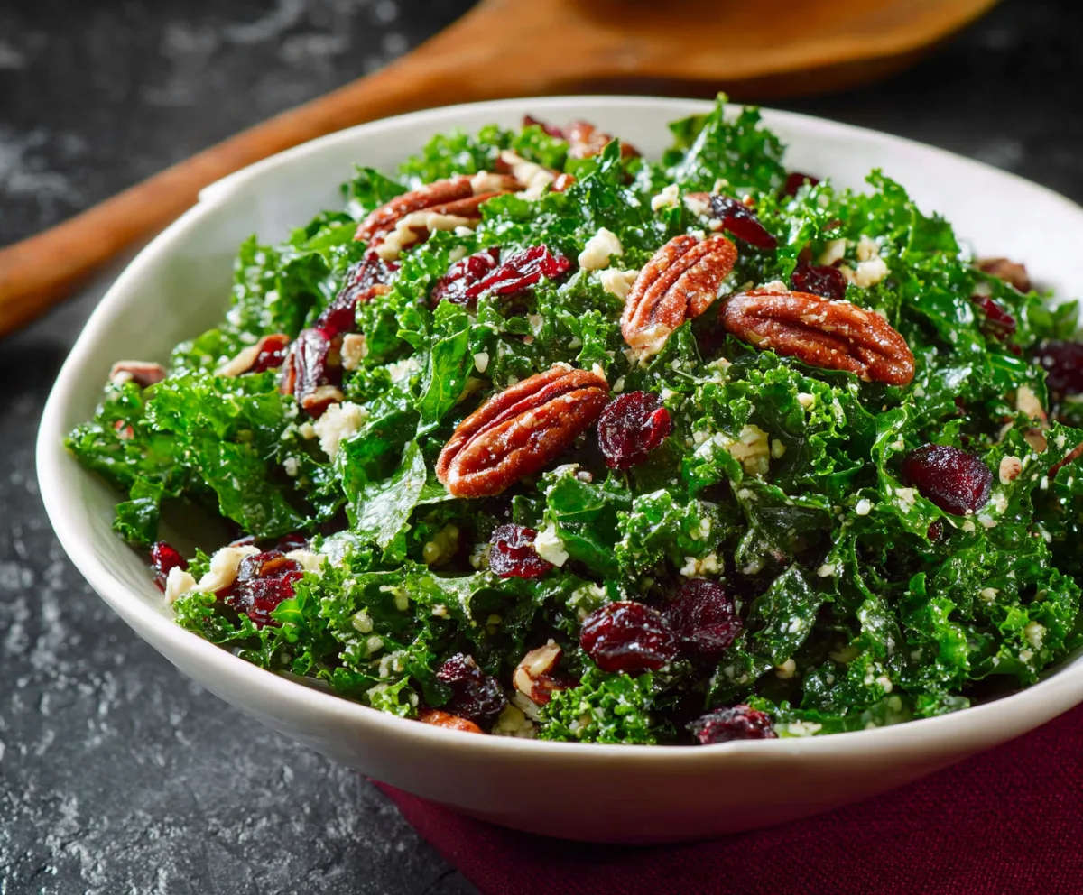 Fresh Kale Cranberry Pecan Salad