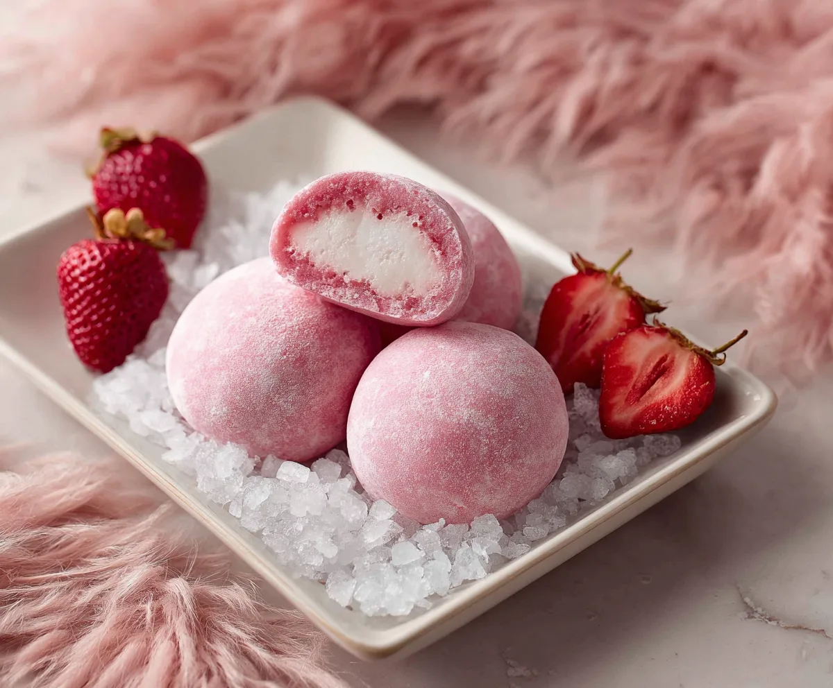Easy Strawberry Mochi Ice Cream