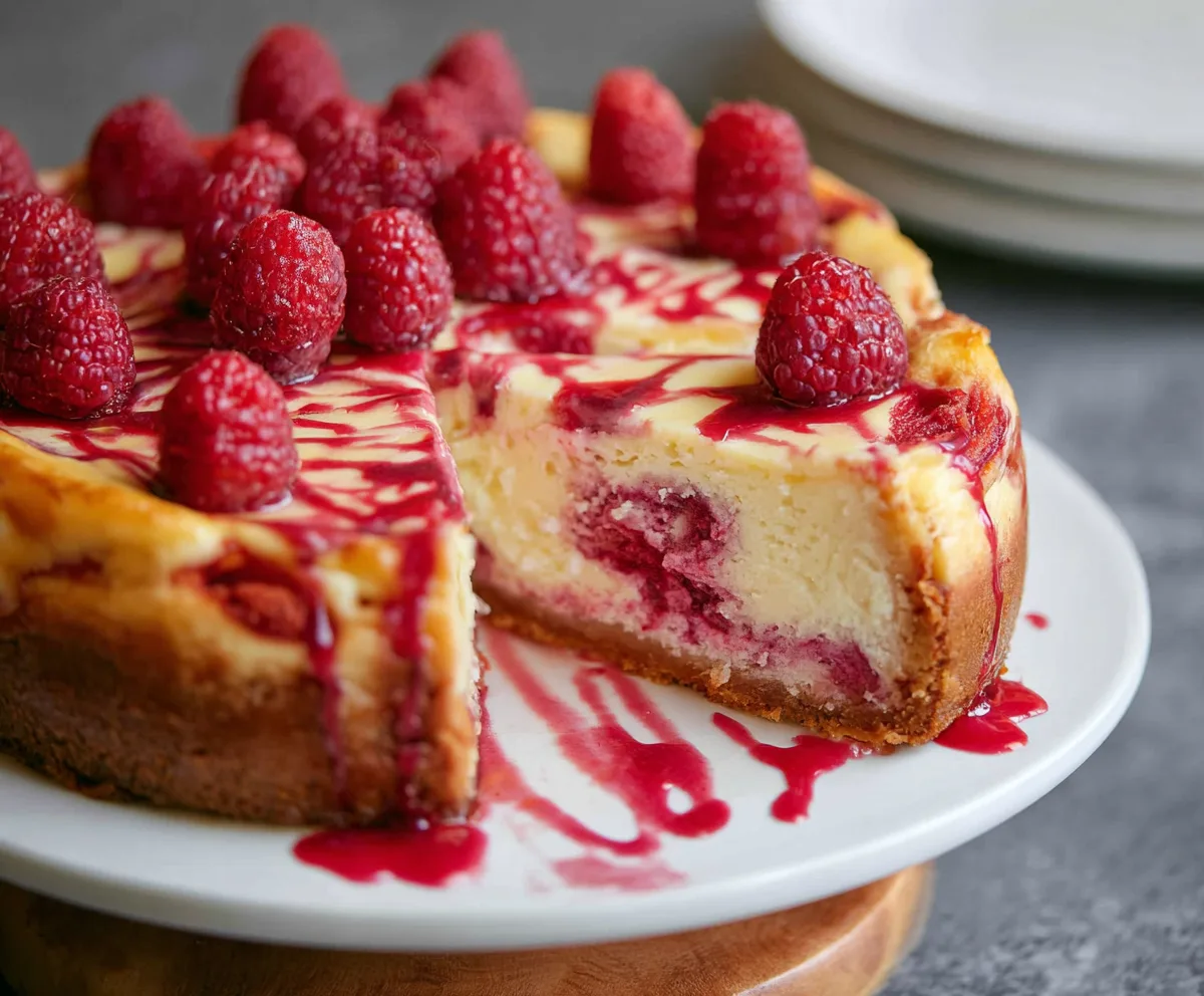 Easy White Chocolate Raspberry Cheesecake